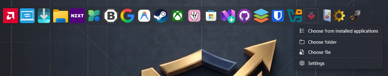 PrimeDock horizontal desktop dock preview