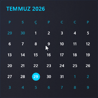 Monthly calendar widget